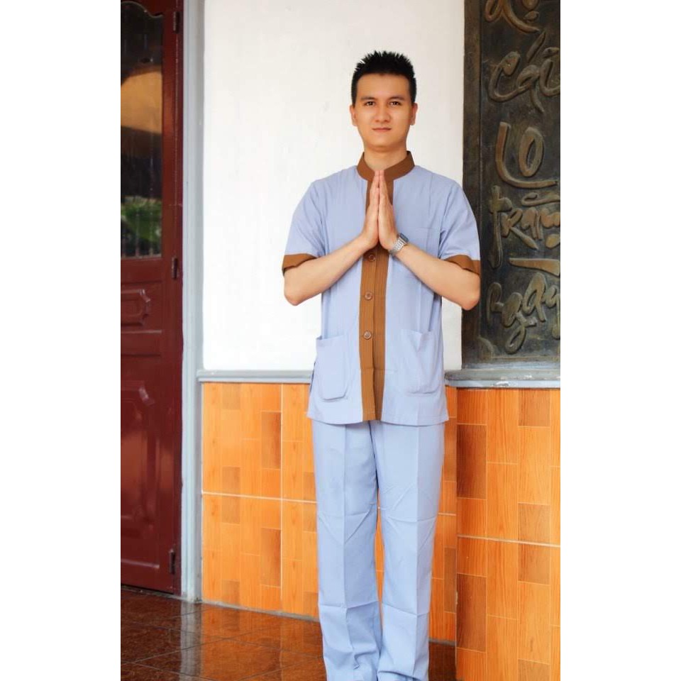 Áo lam đi chùa cao cấp cho nam,  đồ phật tử nam