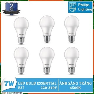 Combo 6 bộ - bóng đèn philips ledbulb essential 7w e27 a60
