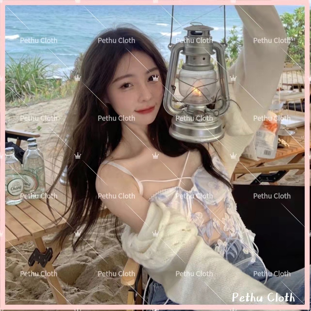 Áo Bra RenCorset 2 dây  kiểu áo ngủ, đi biển mặc kèm vest---A01