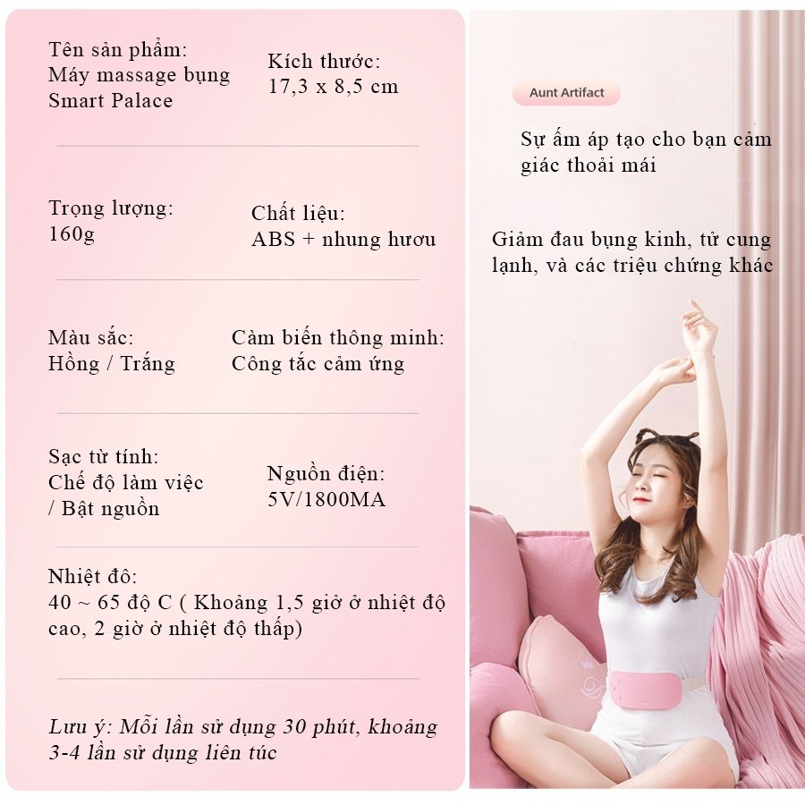 Máy Massage Giảm Đau Bụng Kinh Nguyệt Làm Ấm Bụng Tích Hợp Massage Bảo Hành 3 Tháng