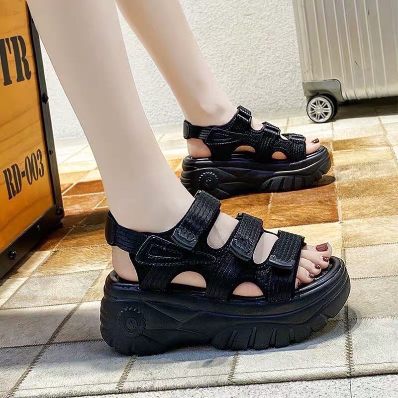 [Mã FASHIONT4WA2 giảm 10k đơn từ 50k] SANDAL , DÉP 3 QUAI DÁN ĐỘN ĐẾ 2 MÀU HQ