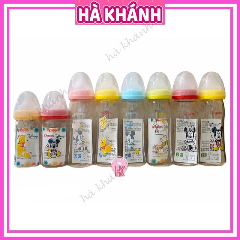 Bình Sữa Thuỷ Tinh Pigeon Nội Địa Cổ Rộng 160ml / 240ml