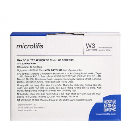 MÁY ĐO HUYẾT ÁP TỰ ĐỘNG CỔ TAY W3 COMFORT MICROLIFE - NHỎ GỌN - BH 5 NĂM LỖI ĐỔI MỚI