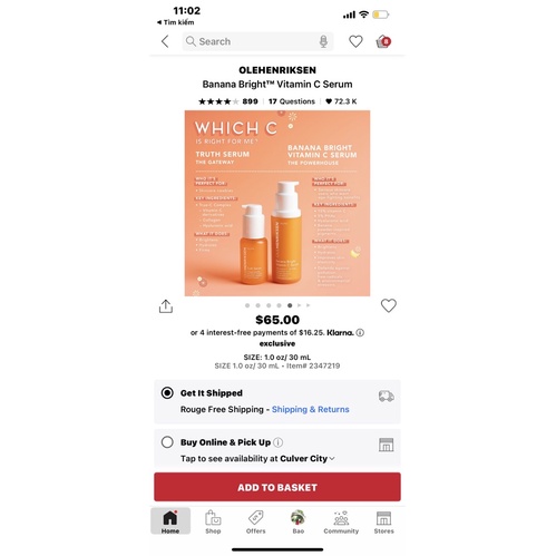Serum OleHenriksen Banana Bright Vitamin C 7ml, 30ml ko hộp