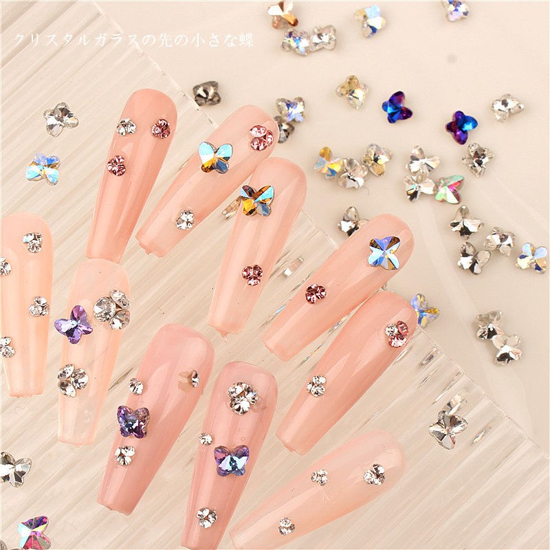 Bộ 10 Phụ Kiện Trang Trí Móng Tay Hình Bướm 3D Nhiều Màu Sắc