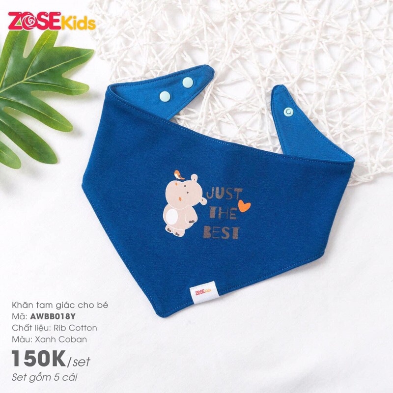 Khăn/ yếm tam giác cúc bấm cotton ZoseKids