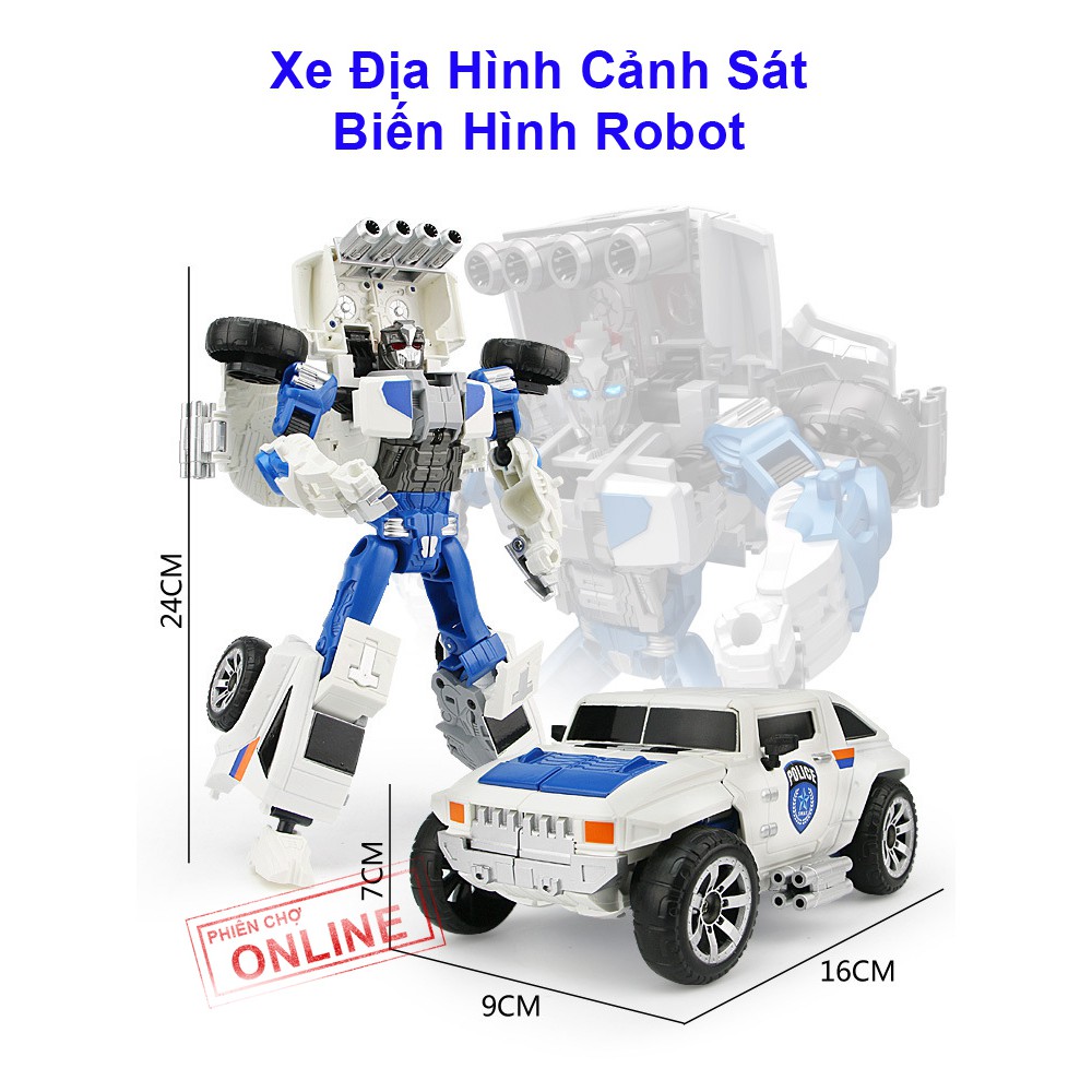 XE ĐỊA HÌNH CẢNH SÁT BIẾN HÌNH ROBOT bằng HỢP KIM CAO CẤP (màu xanh)