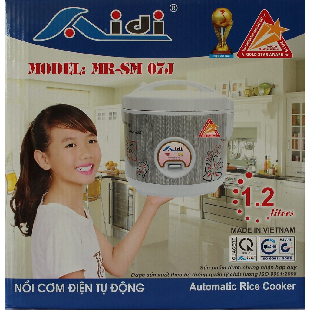 Nồi Cơm Điện Tự Động Nắp Gài Aidi - Màu Ngẫu Nhiên - Hàng Chính Hãng