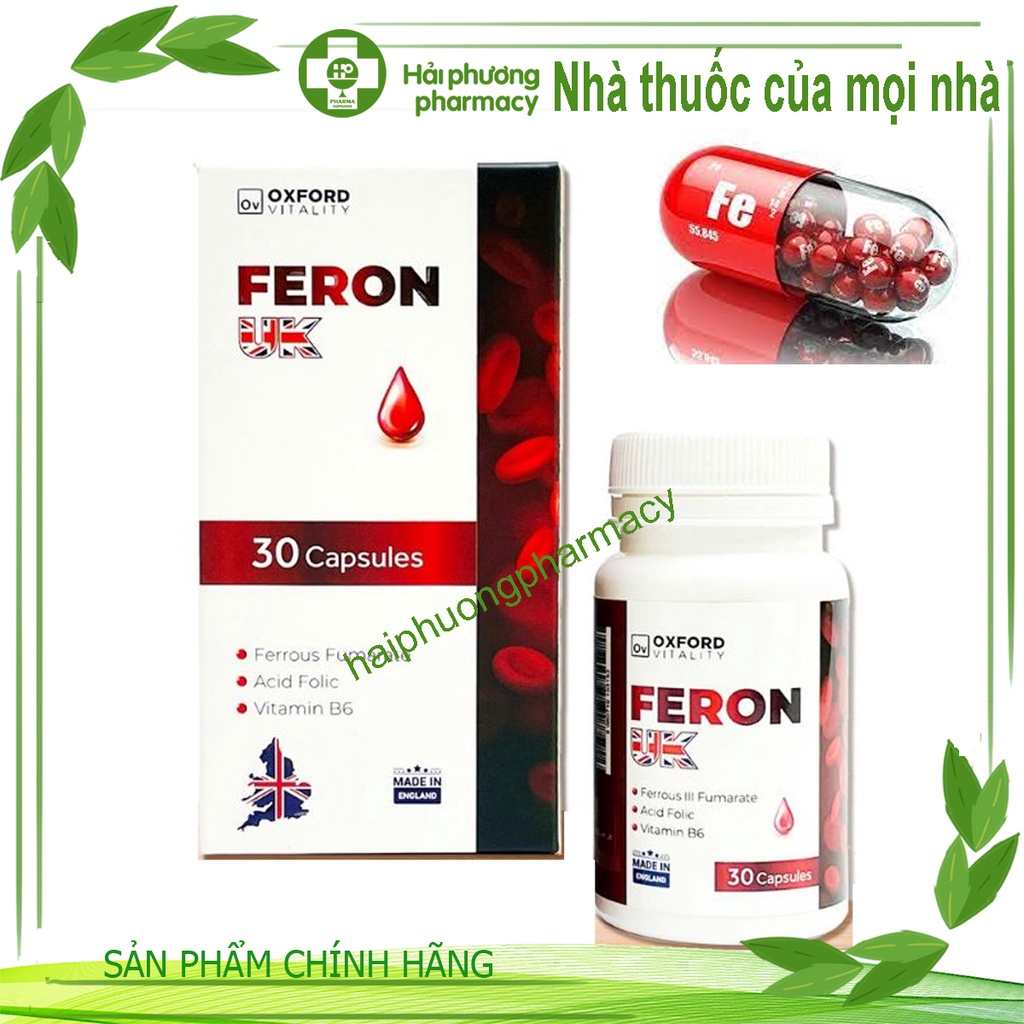 FERON UK- Viên uống bổ sung Sắt cho người trưởng thành ( Hộp 30 viên nang cứng)
