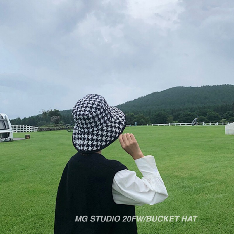 Mũ bucket MG STUDIO chất liệu cotton họa tiết houndstooth độc đáo