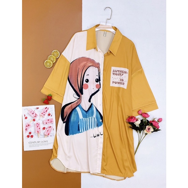 Đầm ngủ sơ mi tay dài lụa satin cao cấp quảng châu 7