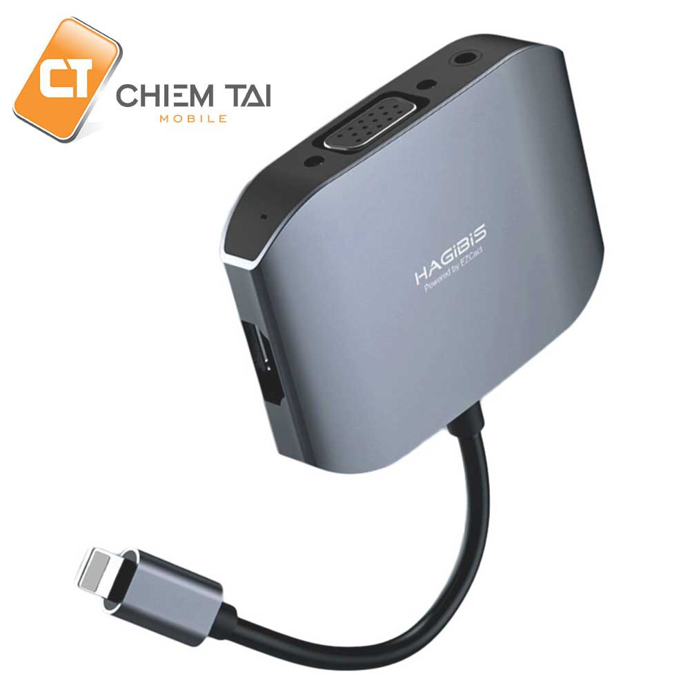 Hub chuyển đổi Lighting to HDMI/ VGA/ Audio HAGIBIS HAGF1901