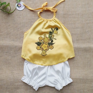 set yếm lụa kèm mấn xinh xỉu cho bé