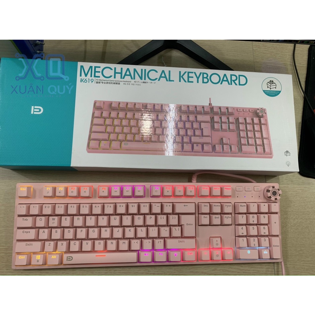 Bàn Phím Cơ IK-619 với 108 phím Rainbow Led RGB 10 Chế Độ, Chơi Game Dùng Văn Phòng Cực Đã - MUA COMBO TẶNG BÀN DI
