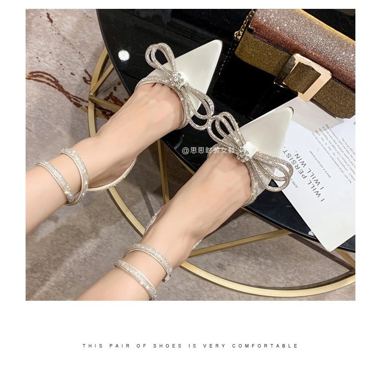 Giày Sandal  HGC52  Đính Nơ Đá Xinh Xắn Dành Cho Nữ