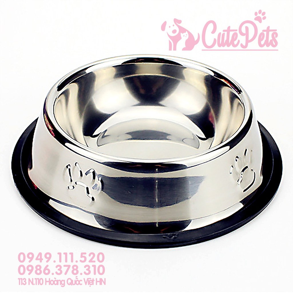 Bát inox chống trượt cho chó mèo Full Size - CutePets