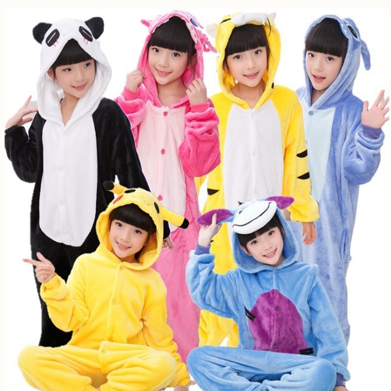 Baby Kids Pyjamas Kigurumi Cosplay Costume Warm Sleepwear Nightwear Pajamas Stich Pikachu Totoro