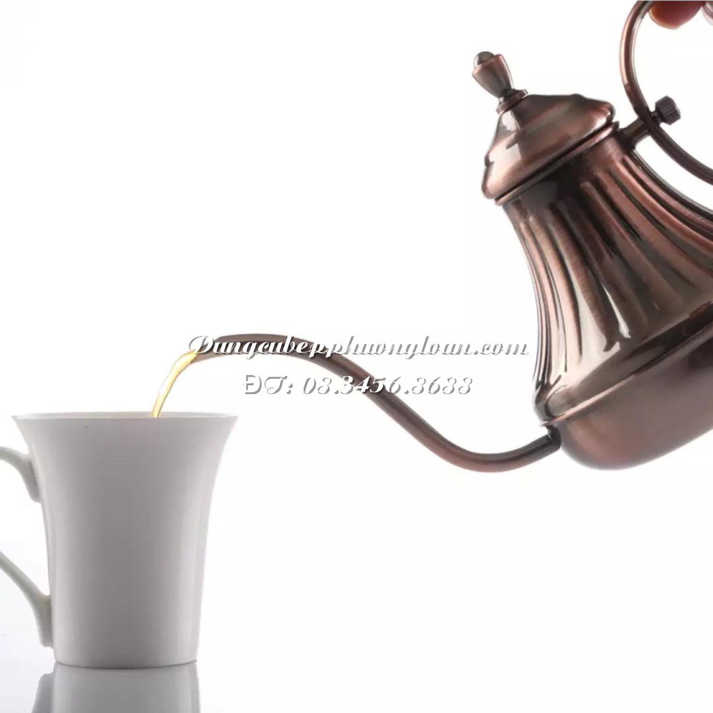Bình pha trà cà phê vòi dài màu đồng 450ml PH-0260