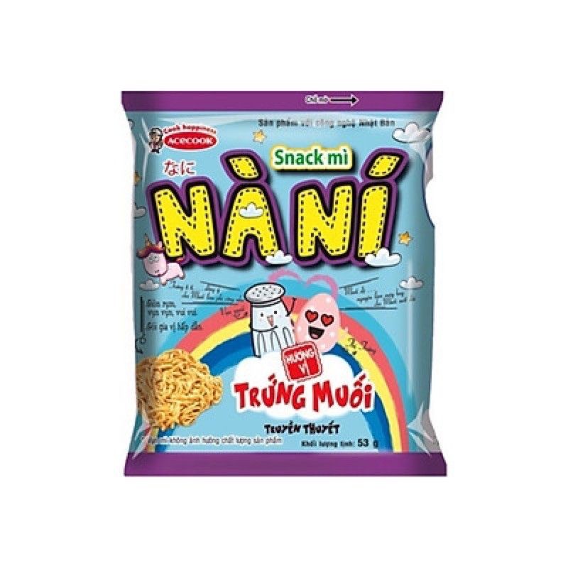 Snack mì ăn liền Nà Ní mì trẻ em hương vị phô mai - hương vị trứng muối - thơm ngon giòn rụm 52g sản phẩm của Acecook | BigBuy360 - bigbuy360.vn