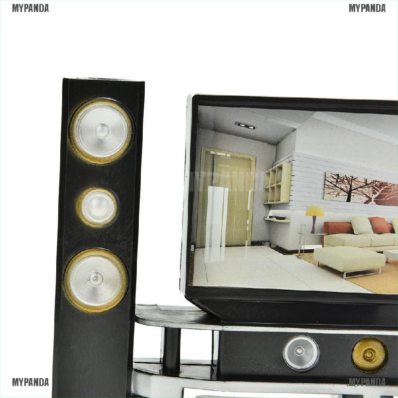 Set tủ tv mini hi-fi tỉ lệ 1:6 trang trí nội thất cho nhà búp bê