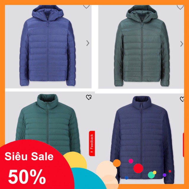 FREE Xả Hàng - Áo khoác nam lông vũ uniqlo chính hãng ( có mũ, ko mũ) -A23 new