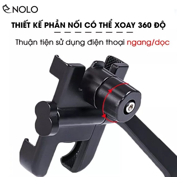 Giá Đỡ Kẹp Điện Thoại Xe Máy Xoay 360 Độ Model C2 Dành Cho Kích Thước Từ 4 – 7 Inch Chất Liệu Hợp Kim Phủ Sơn Tĩnh Điện