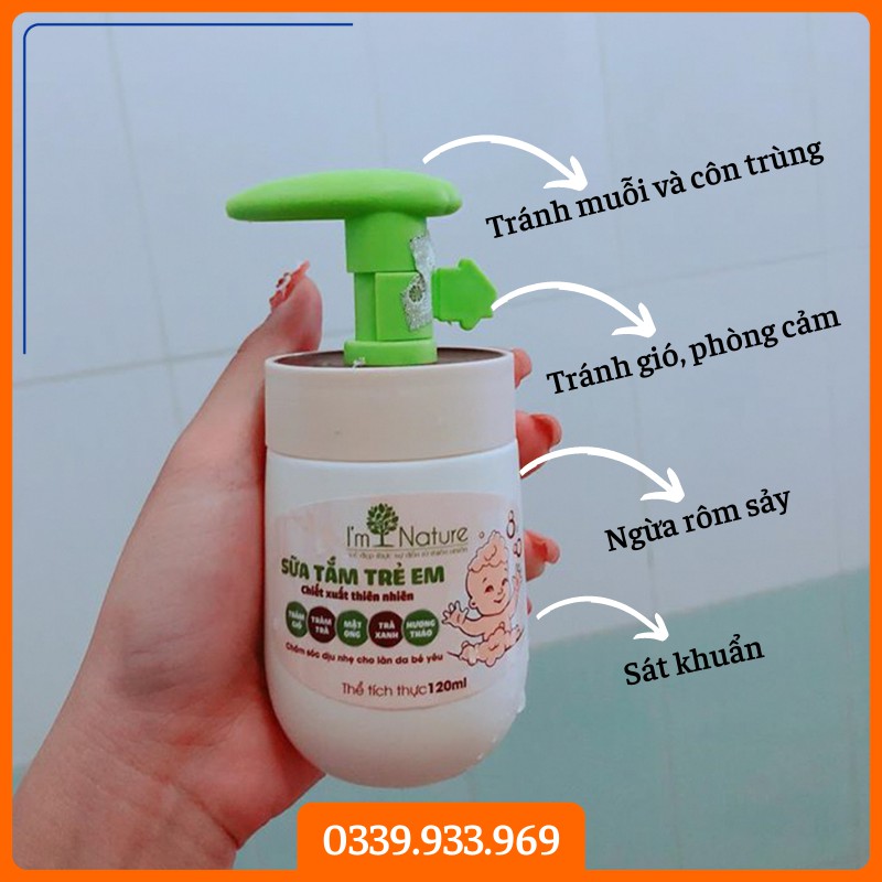 (+Quà) Sữa Tắm Ngừa Rôm Sảy Cảm Gió Cho Bé I'M NATURE 120ml