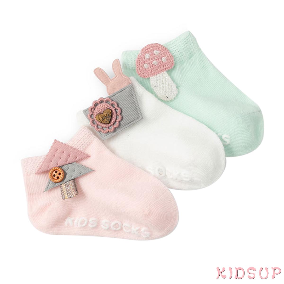 Set 3 Đôi Vớ Cotton Cổ Thấp Thoáng Khí Chống Trượt Thời Trang Mùa Hè Cho Bé