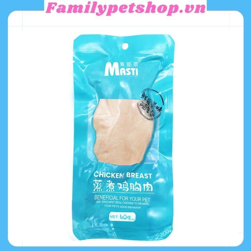 Thức ăn cho chó mèo-Ức gà hấp Masti cho thú cưng- gói 40g-familypetshop.vn