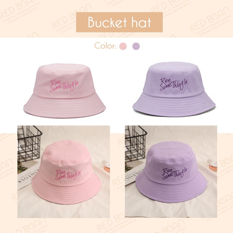Nón bucket hat màu pastel - RED BEAN