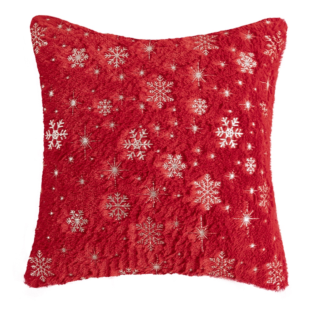 Vỏ Gối Vuông 45 * 45Cm Họa Tiết Bông Tuyết Màu Bạc Trang Trí Giáng Sinh