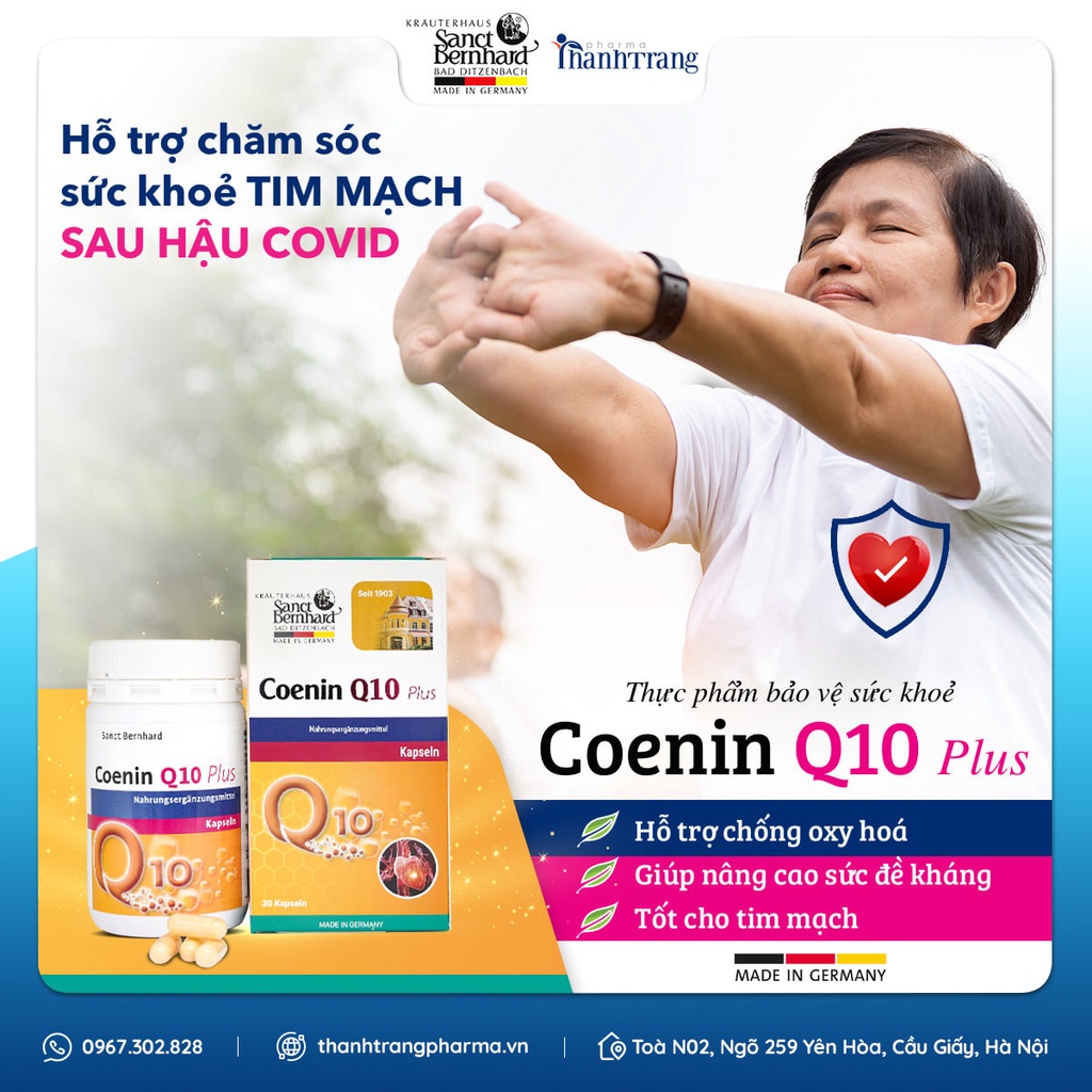 Viên nang Coenin Q10 giúp cải thiện chức năng tim mạch, chống oxy hóa, tăng cường sức đề kháng (30 viên)