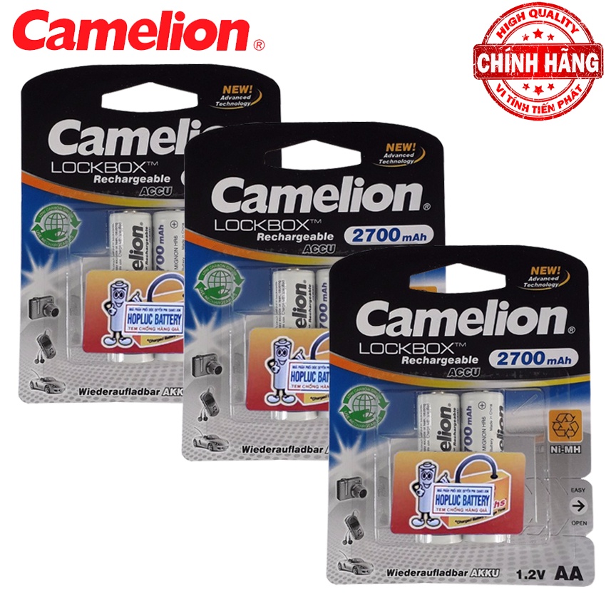 Bộ 2 Pin Sạc AA  Camelion LockBox Rechargeable Accu / AlwaysReady 2700mAh - 1.2V