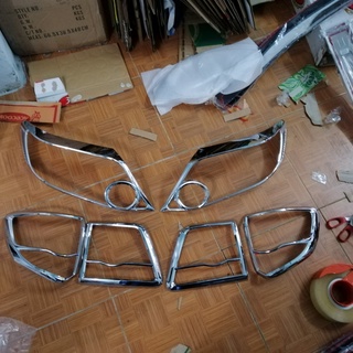 Bộ ốp viền đèn pha hậu mạ crom xe Toyota Fortuner 2013 đến 2015