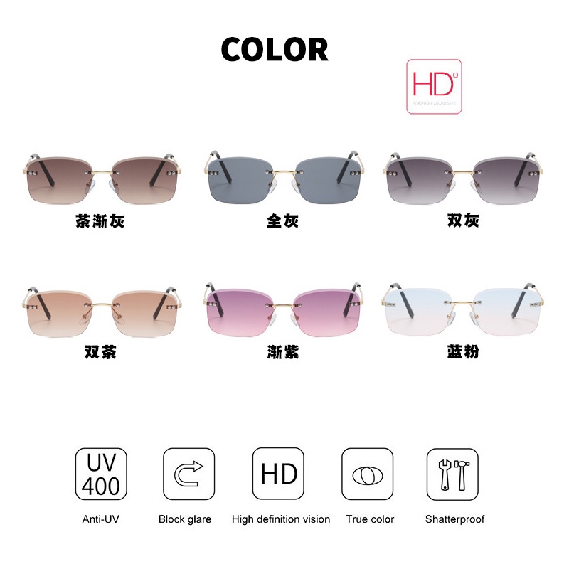 Kính Mát Gọng Vuông Kim Loại Chống Tia UV Phong Cách Âu Mỹ Thời Trang Unisex