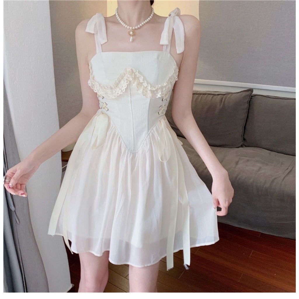 Đầm Công Chúa Dáng Ôm Eo Cao Kiểu Pháp Thời Trang Mùa Hè Xinh Xắn Cho Nữ