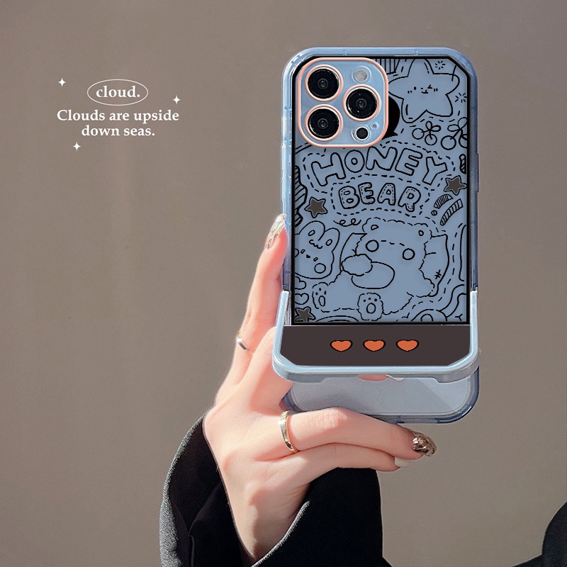 Ốp Điện Thoại Silicon TPU Mềm Trong Suốt Có Giá Đỡ Dễ Thương Cho iPhone 12 13 SE2020 6 6S 7 8 Plus X XS XR 11 Pro Max