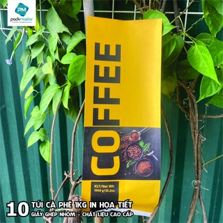 [1 chiếc] Túi Cà phê 4 cạnh + Van 1 chiều loại 500g đến 1kg in hình siêu đẹp