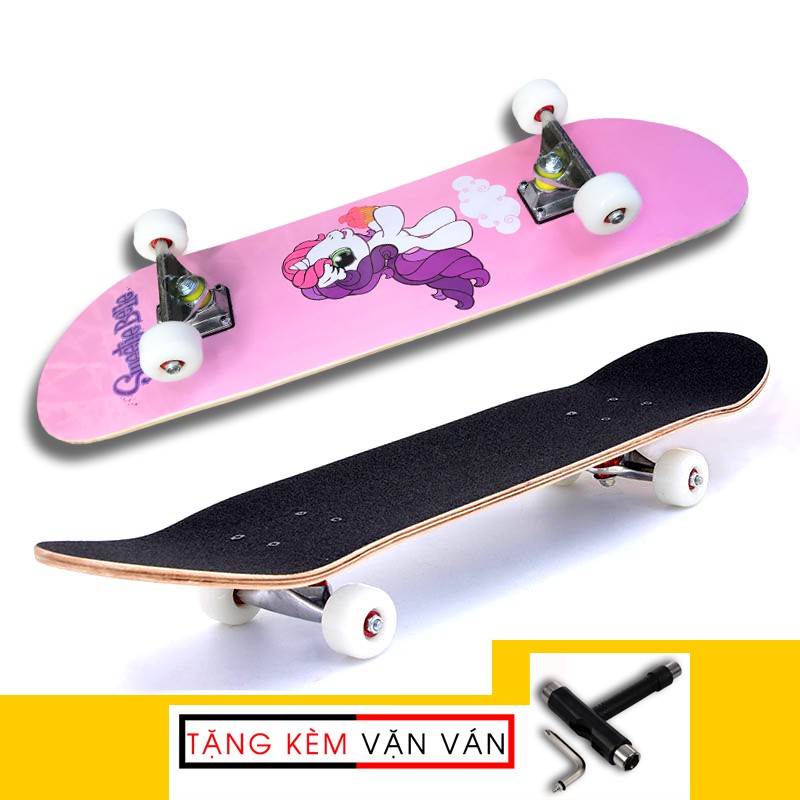 Ván trượt skateboard thể thao chất liệu gỗ phong ép cao cấp 7 lớp mặt nhám cho trẻ em và người lớn - tặng tool tháo lắp