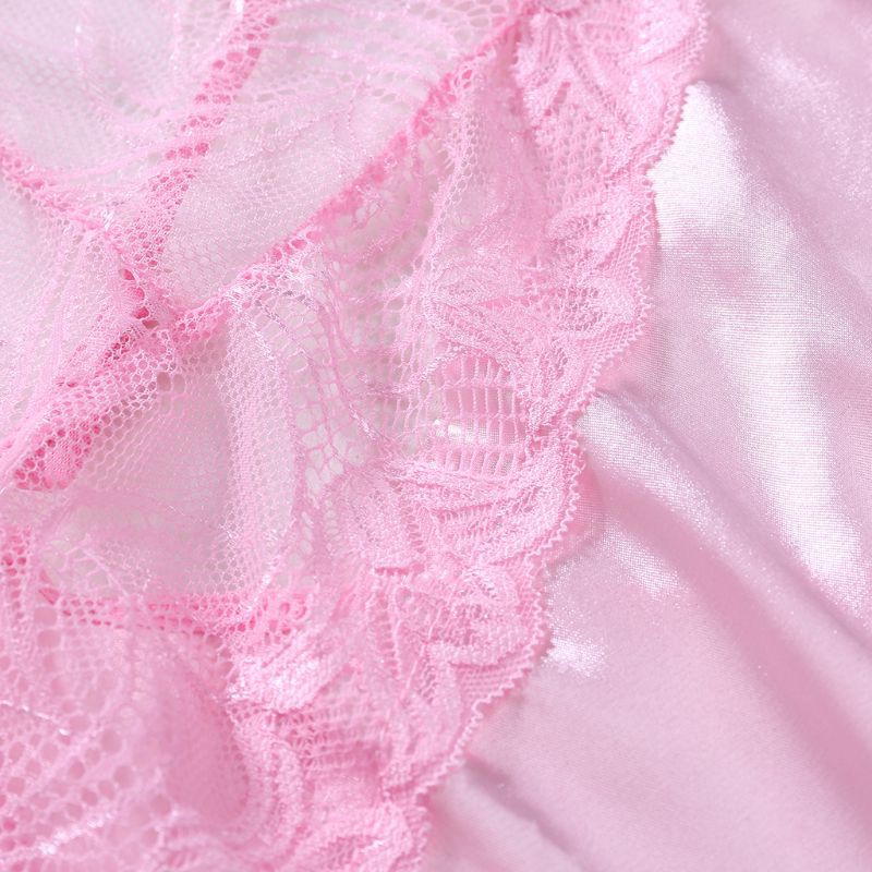 Đầm ngủ hai dây cổ chữ V phối ren phong cách quyến rũ dành cho nữ