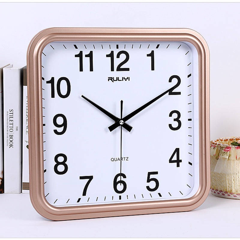 đồng hồ treo tường decor Đồng hồ thạch anh không đục lỗ điện tử vuông đơn giản