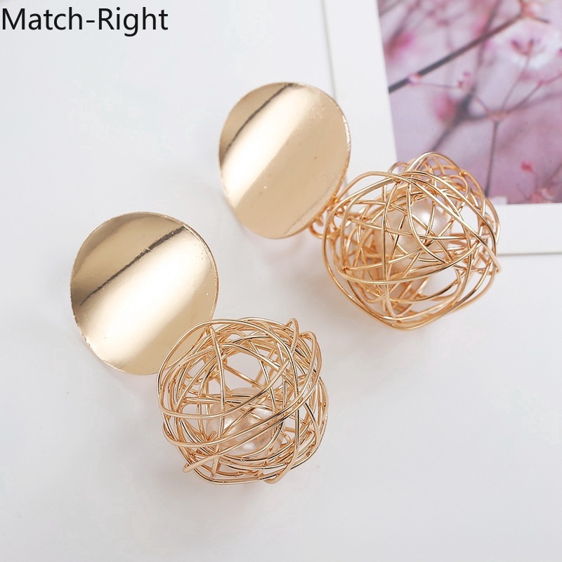 Khuyên tai dáng dài đính hạt ngọc trai nhân tạo phong cách cổ điển