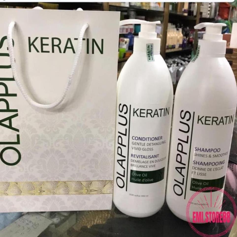Cặp dầu gội xả OLAP PLUS Keratin mềm mượt 1000ml 🌸 Freeship 🌸 mùi hương thuần khiết từ thảo mộc, trái cây, hương hoa
