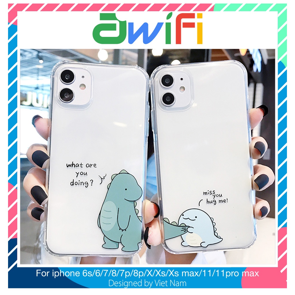 Ốp lưng iphone dino miss you trong 6/6plus/6s/6splus/7/7plus/8/8plus/x/xr/xs/11/12/13/pro/max/plus/promax - Awifi V5-8