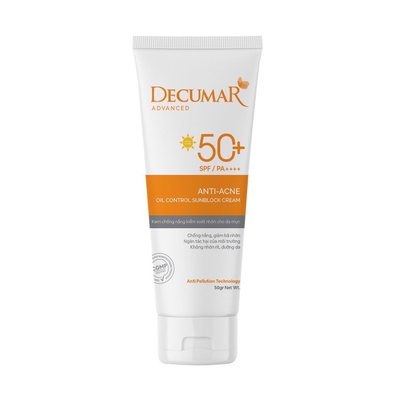 Kem chống nắng kiểm soát nhờn cho da dầu và mụn - Decumar Sunblock Cream ( Tube 50g)