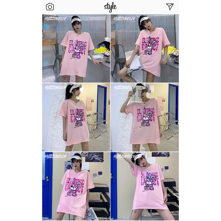[FREESHIP](CÓ SẴN)HÀNG CHÍNH HÃNG Áo thun NELLY HEYBIG unisex tay lỡ,hình con gấu đứng giữa dòng chữ mã THDX5934TL.