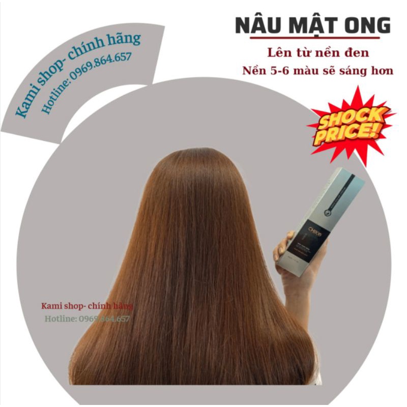 Thuốc nhuộm tóc màu nâu mật ong, không tẩy tóc, tặng trợ và phục hồi