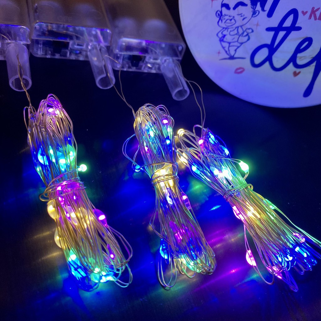 Đèn Led Xài Pin AA 3 Mét 30 Bóng Đom Đóm Fairy Light Nhiều Màu Trang Trí Nhà, Quán, Decor Noel, Tết
