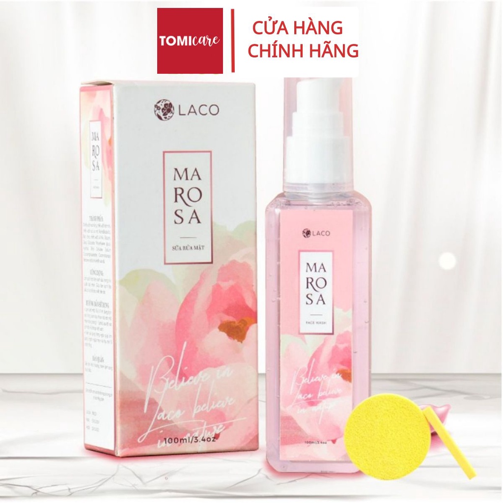 Combo Sữa rửa mặt Marosa LACO 100ml ít bọt làm cho cho làn da sạch sâu nhẹ + 12pcs bông nở rửa mặt Laco
