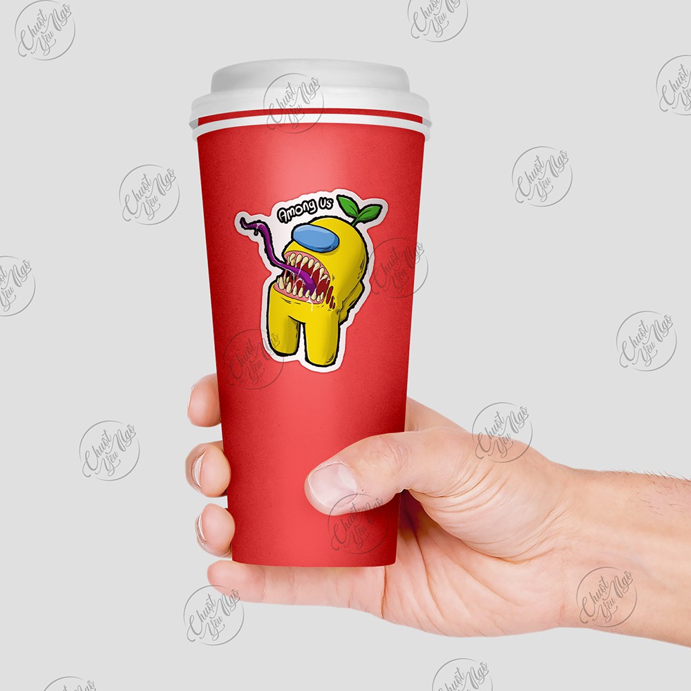 Combo 60/120/180 sticker decal nhựa chống nước AMONG US ma sói không gian dán trang trí laptop điện thoại